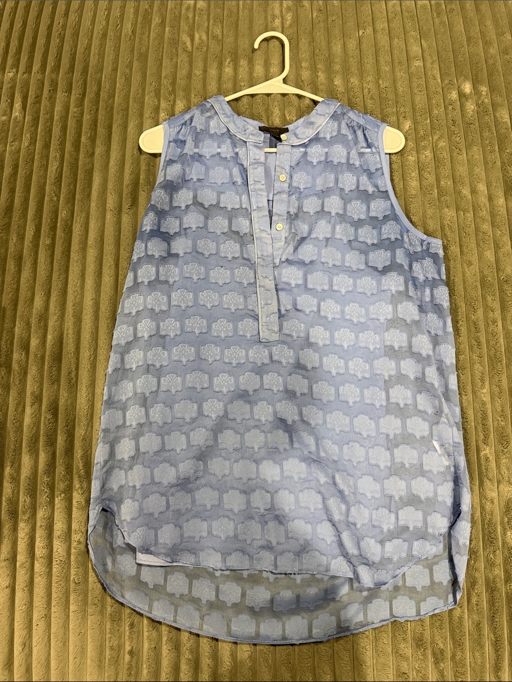J. Crew Light Blue Printed Sleeveless Tunic Tank with Lining